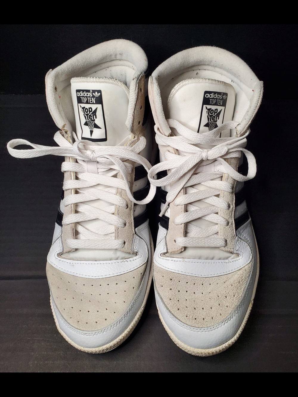 Adidas Top Ten Classic High-Top Sneakers in White and Black